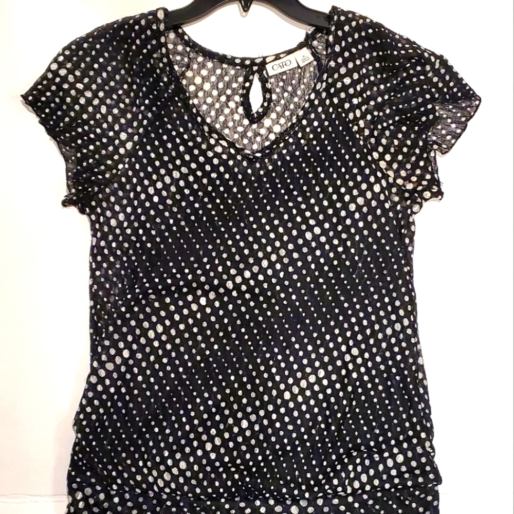 Cato Black and White Polka Dot Blouse